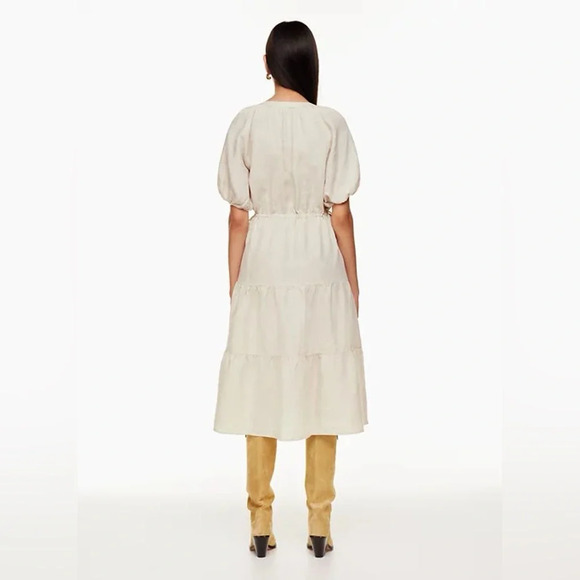 Aritzia Wilfred Decadence Organic Linen Tiered Midi Dress Size 2XS - Picture 3 of 13
